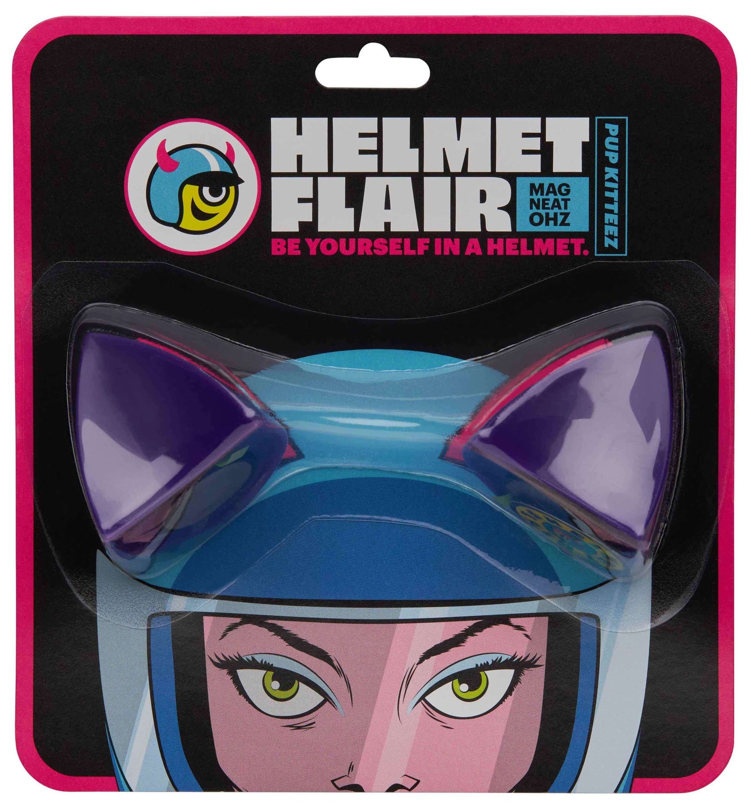 MagNeatOhz: Cat Ears for Helmet Purple in a packet