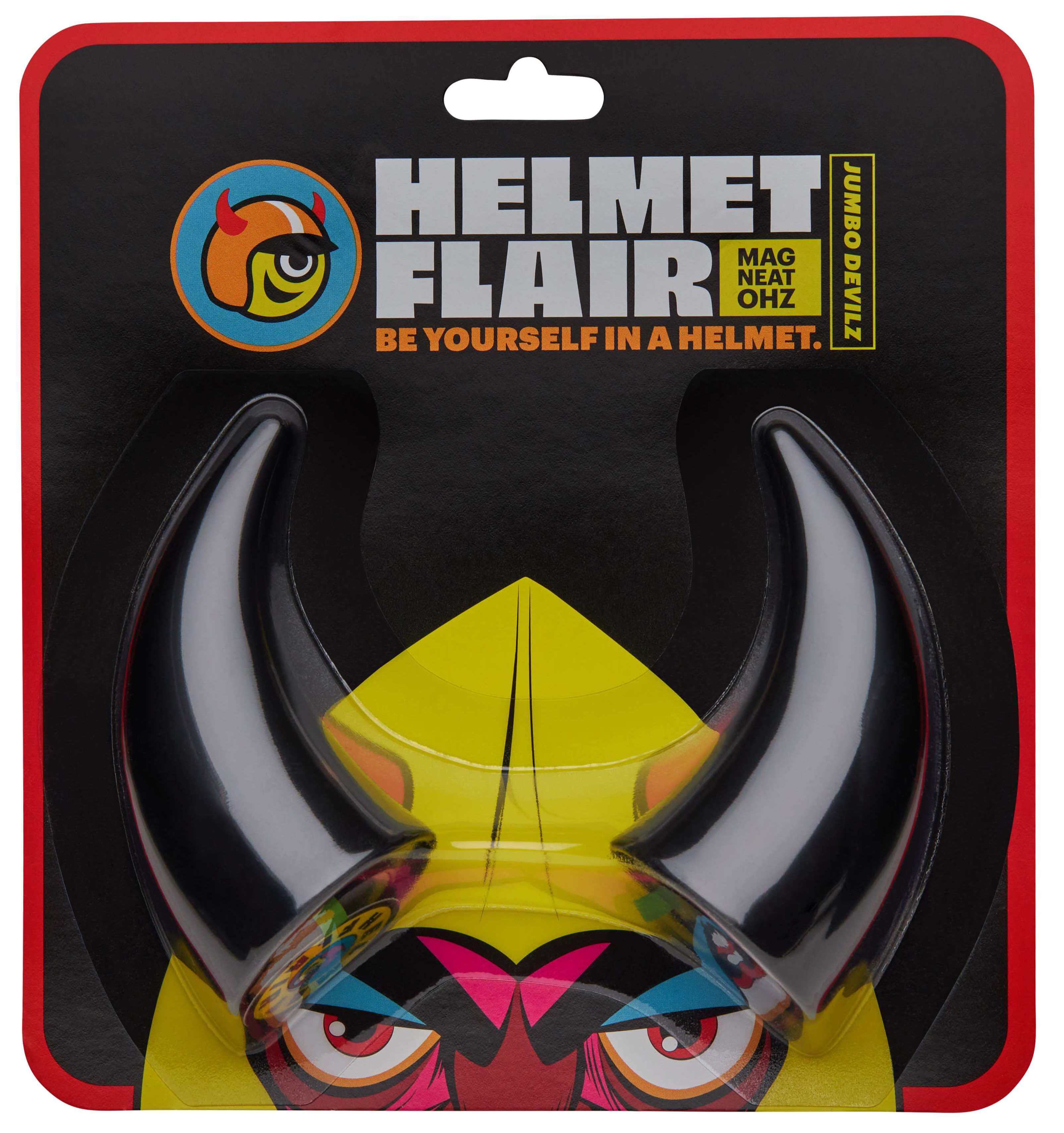 MagNeatOhz: Large Black Devil Horns for Helmet in a packet