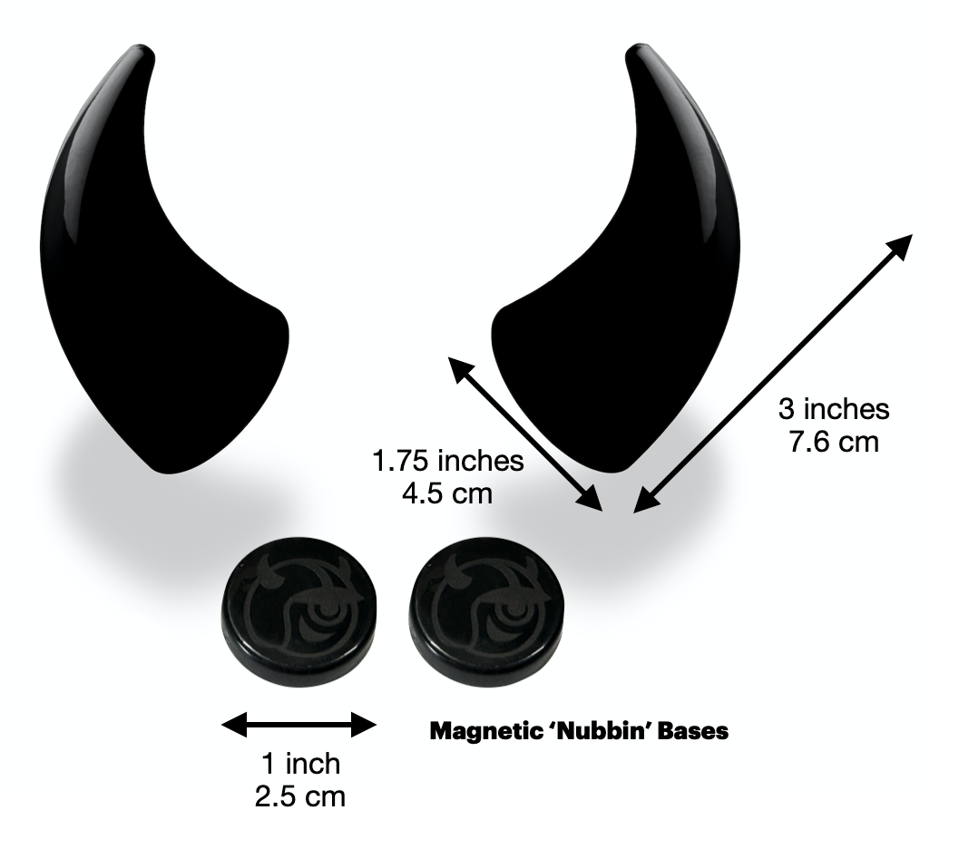 MagNeatOhz: Large Black Devil Horns for Helmet size description
