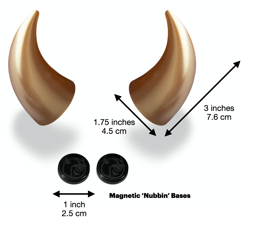 MagNeatOhz: Large Gold Devil Horns for Helmet size description