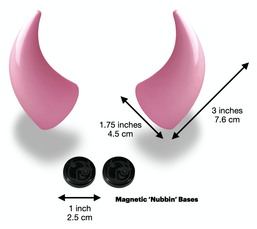 MagNeatOhz: Large Pink Devil Horns for Helmet size description