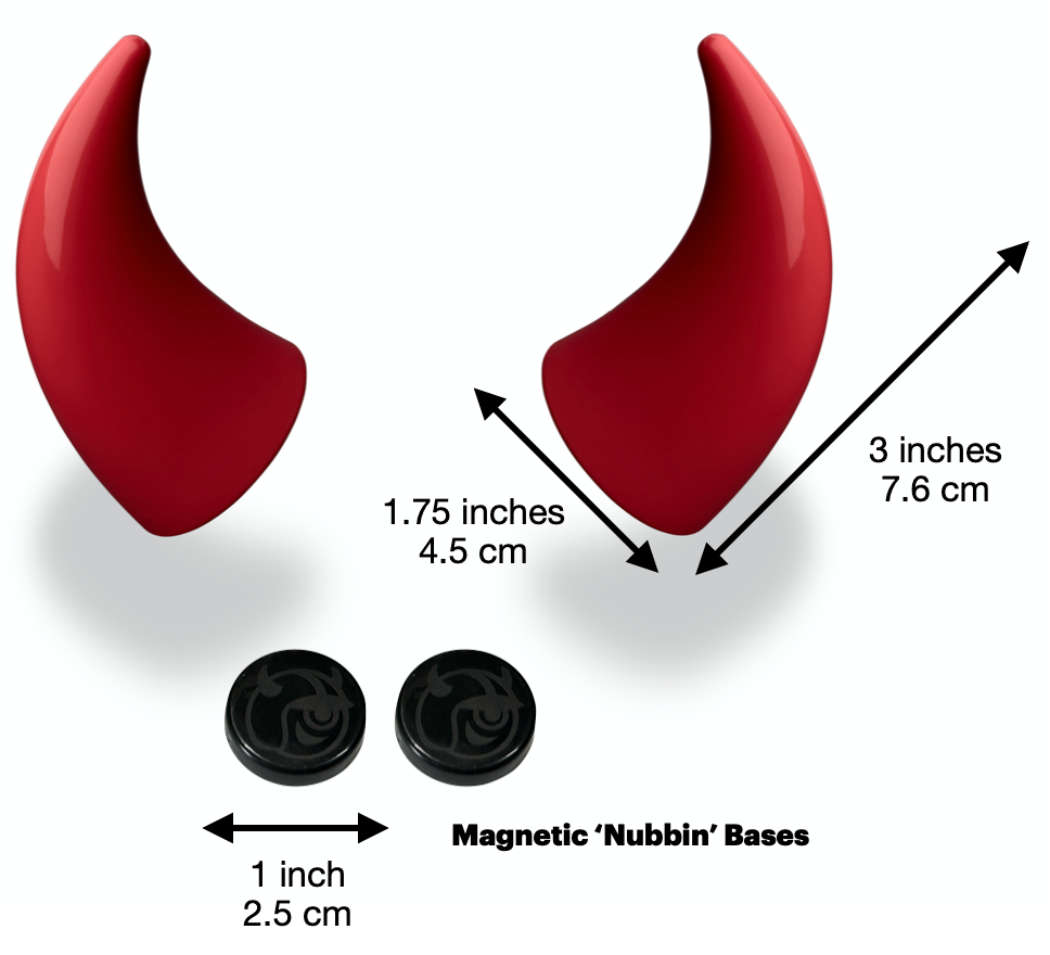 MagNeatOhz: Large Red Devil Horns for Helmet size description