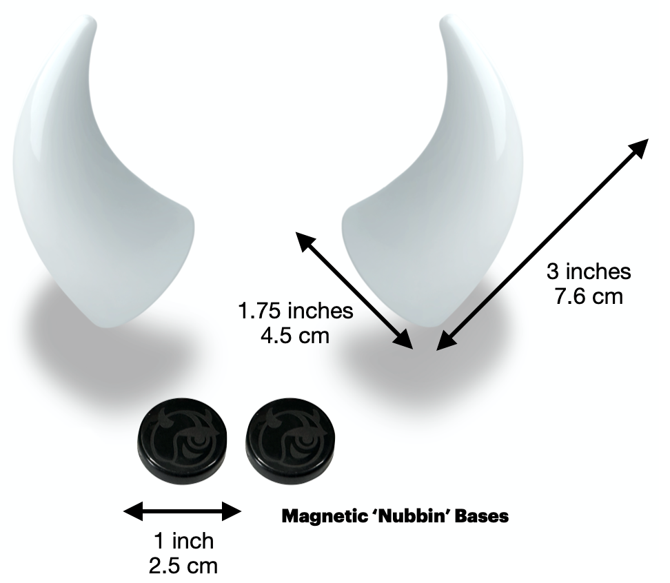 MagNeatOhz: Large White Devil Horns for Helmet size description