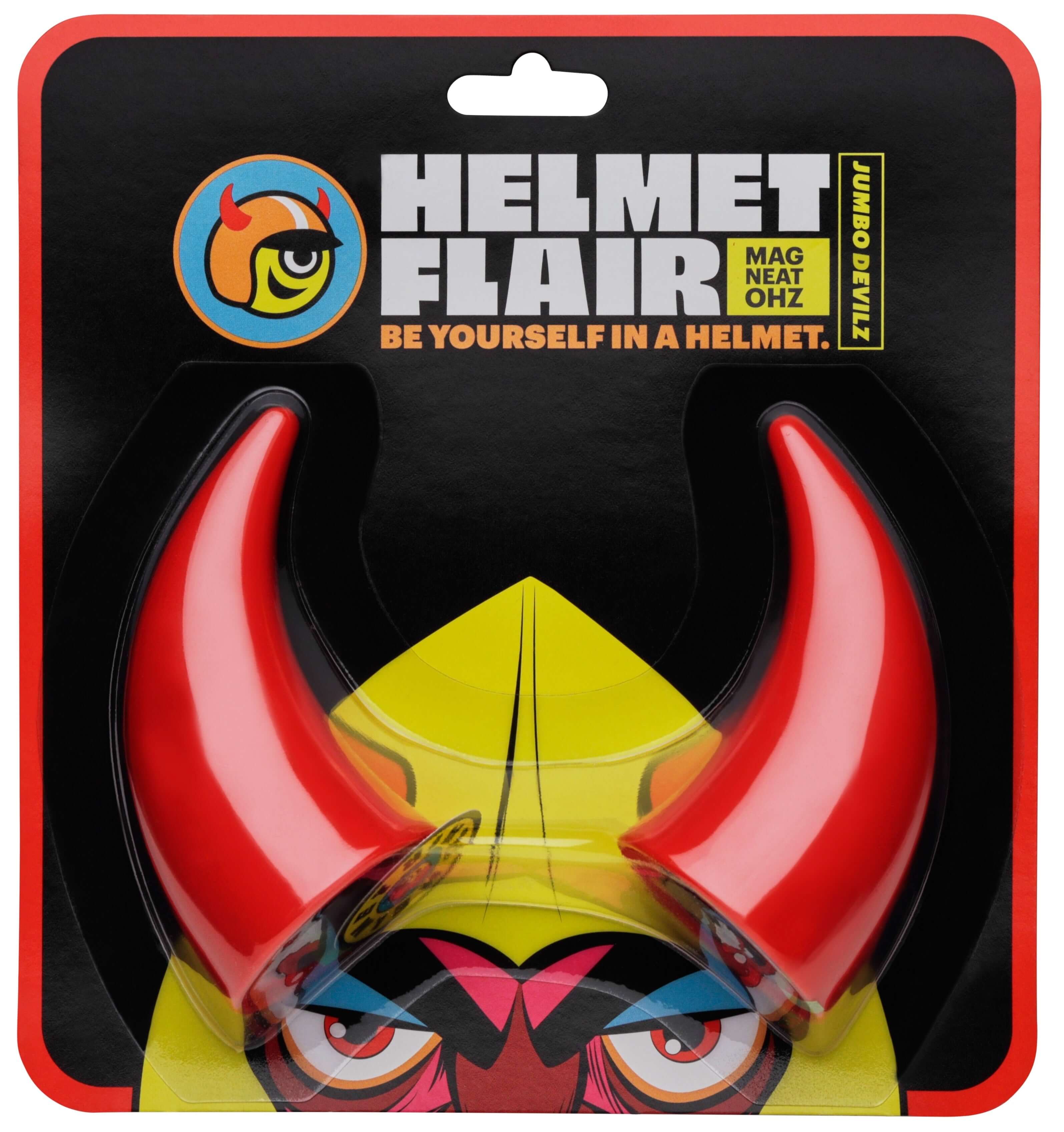 MagNeatOhz: Large Red Devil Horns for Helmet in a packet