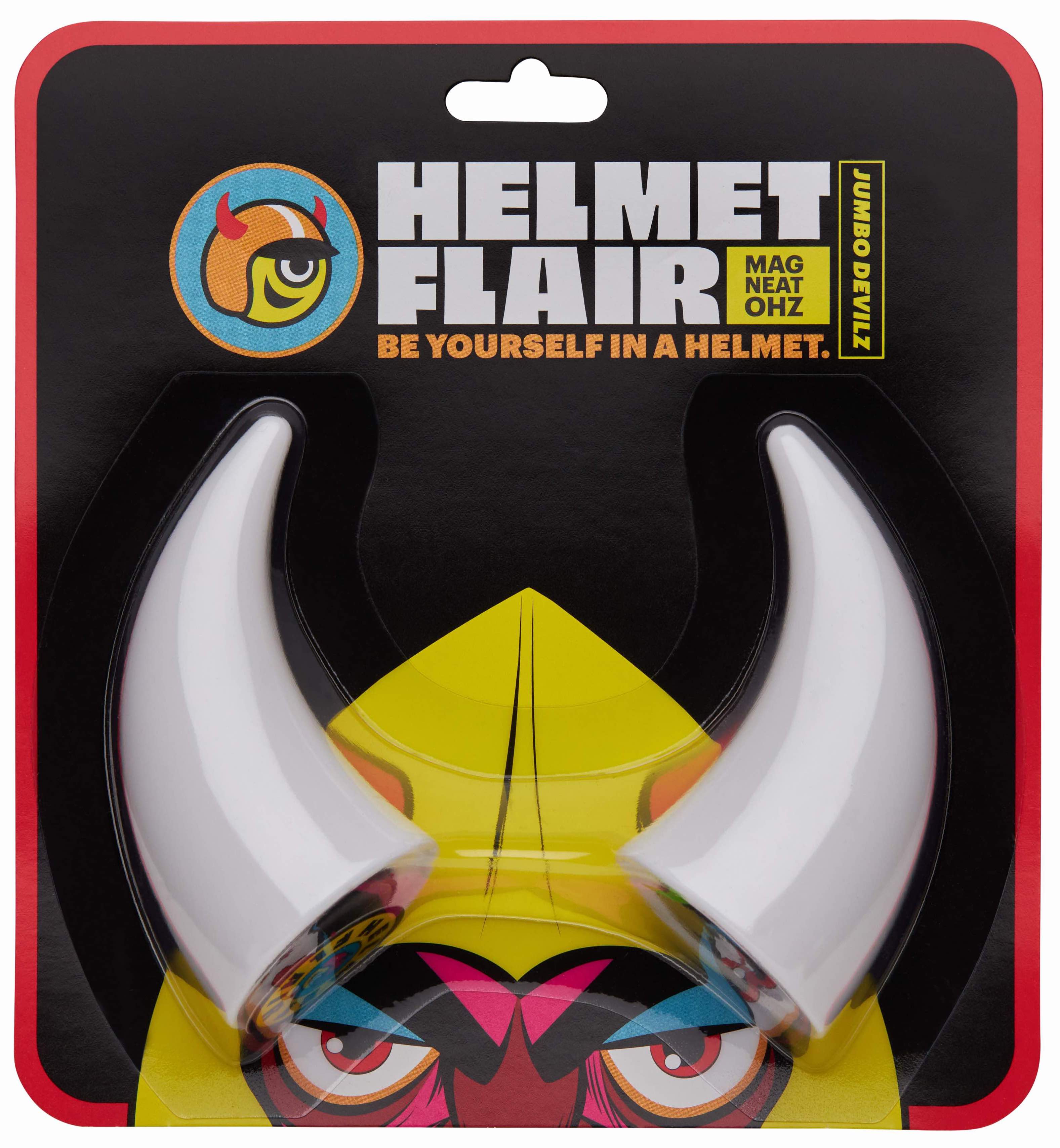 MagNeatOhz: Large White Devil Horns for Helmet in a packet