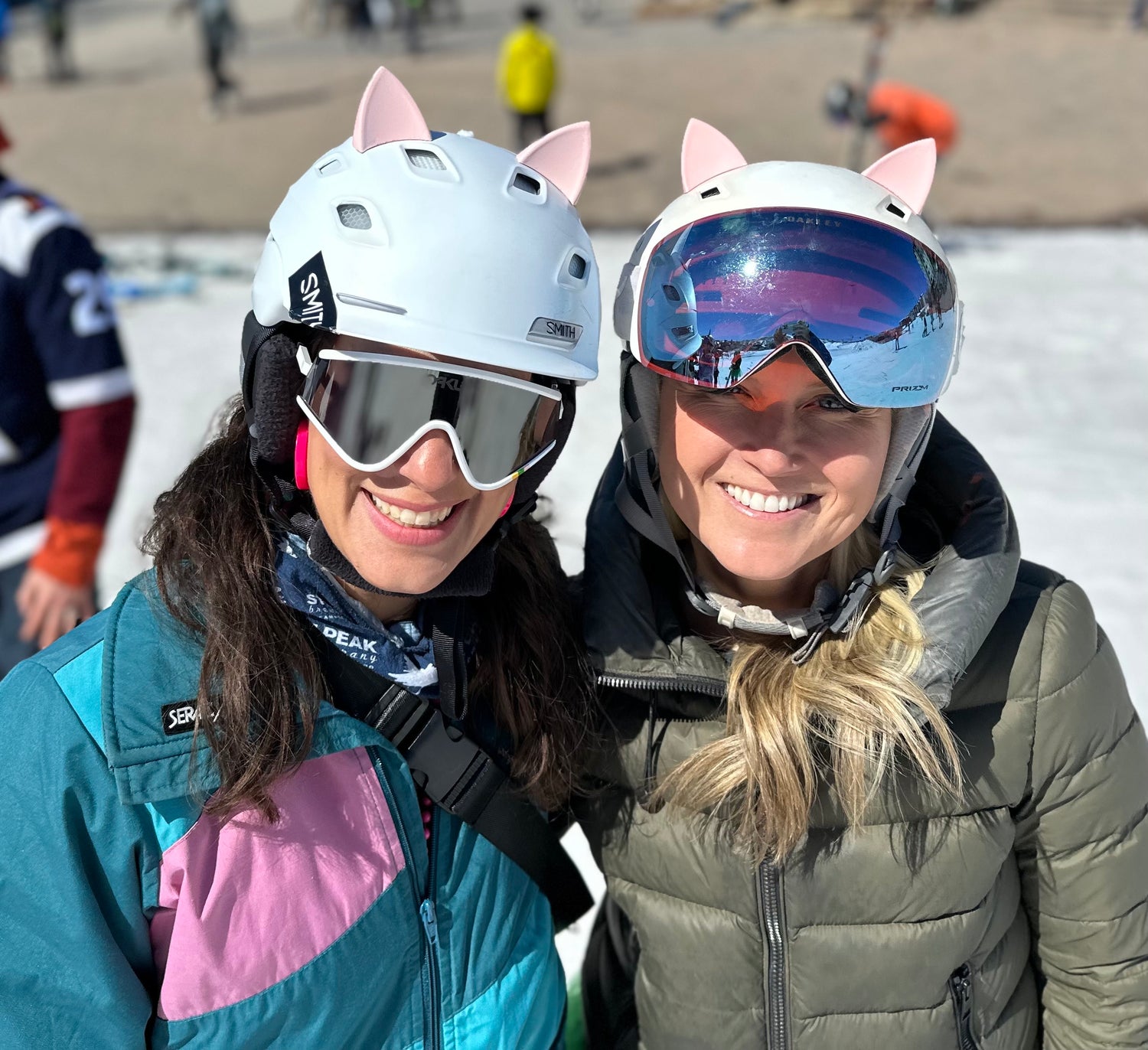 Pink cat ears for motorcycle helmet, ski helmet or bike helmet