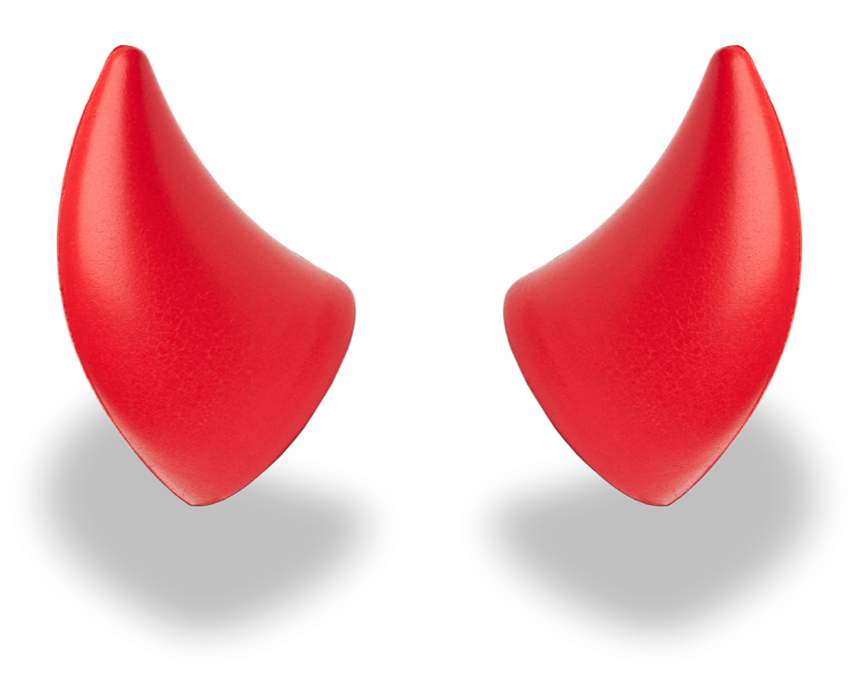 Red devil horns for motorcycle helmet, ski helmet or bike helmet