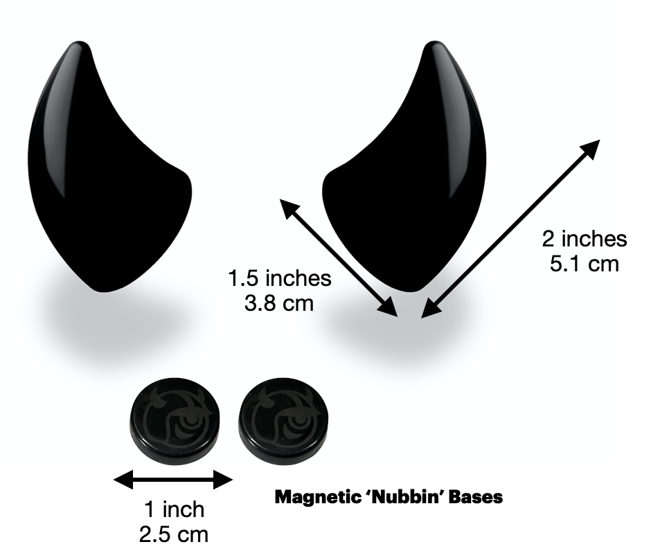 MagNeatOhz: Small Black Devil Horns for Helmet size description