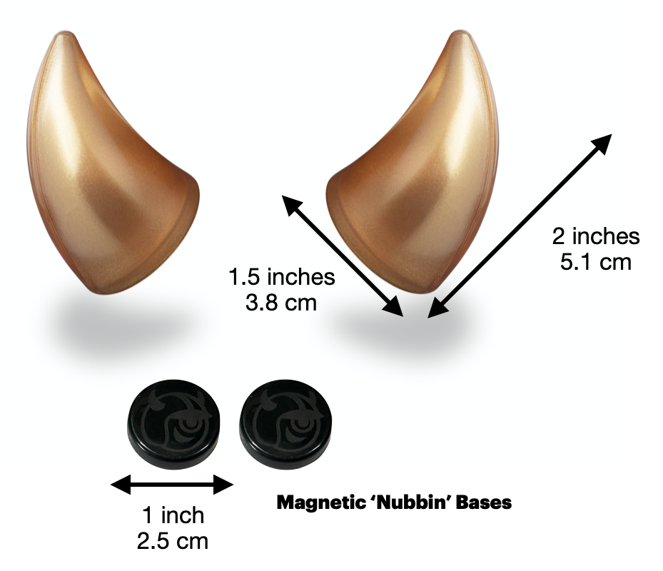MagNeatOhz: Small Gold Devil Horns for Helmet size description