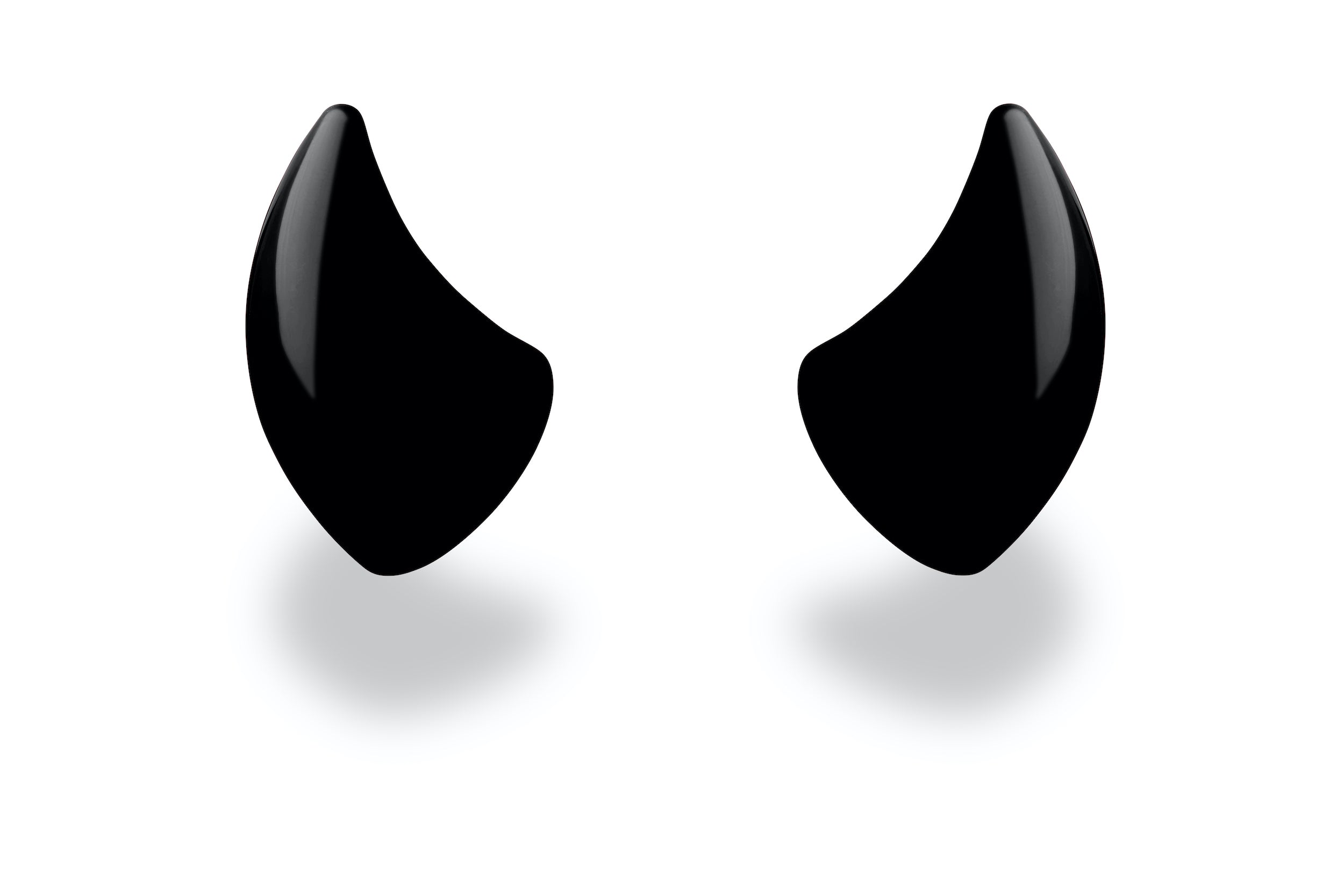 Small black devil horns for a helmet as an accessory
