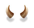 Large gold devil horns to mount on a helmet as an accessory