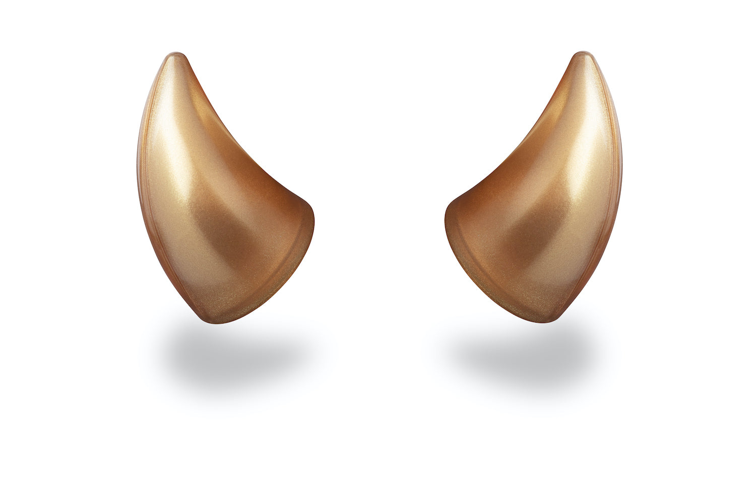 Small gold devil horns for a helmet as an accessory