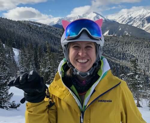 Cat ears on a snowboarding helmet