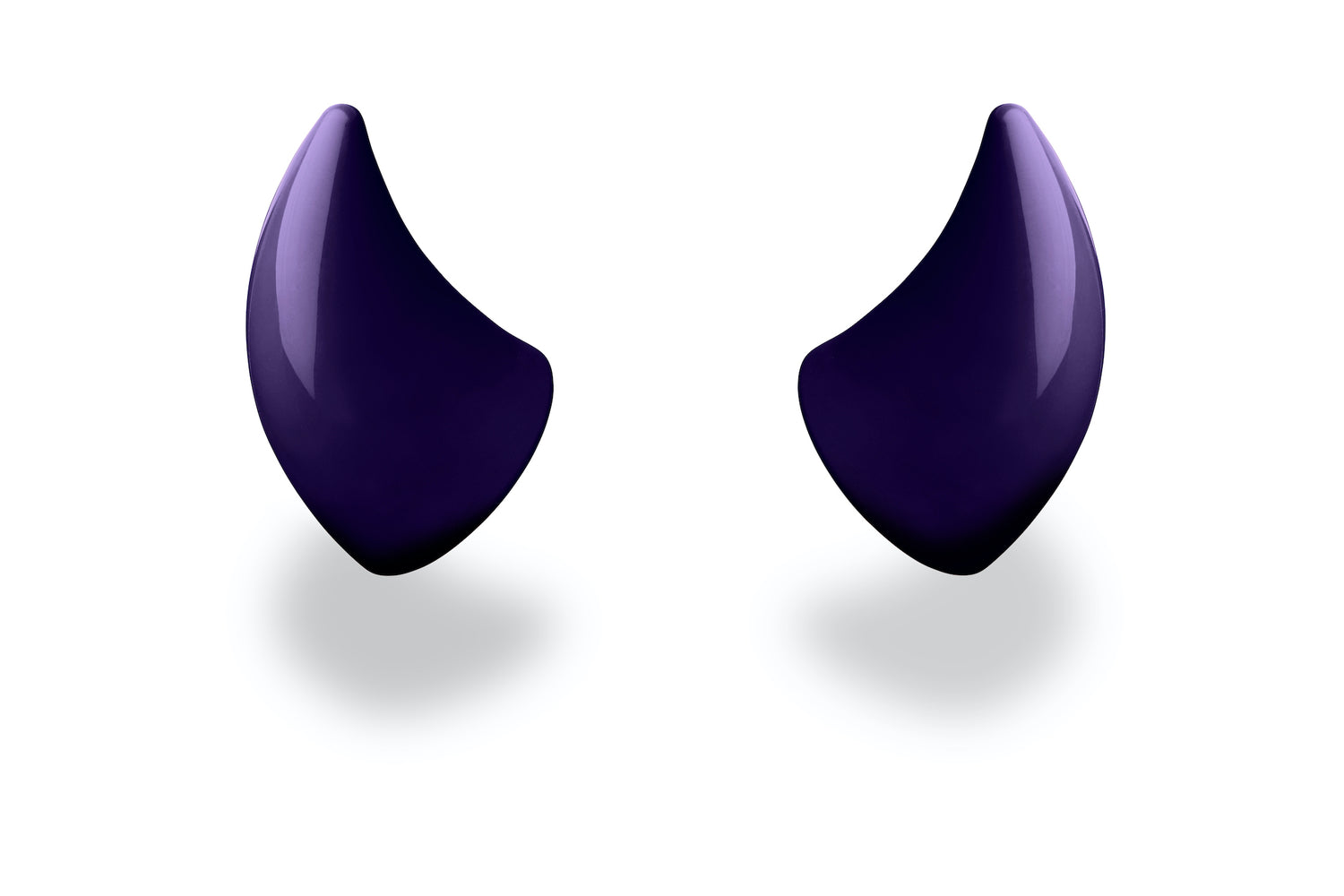 Small purple devil horns for a helmet as an accessory