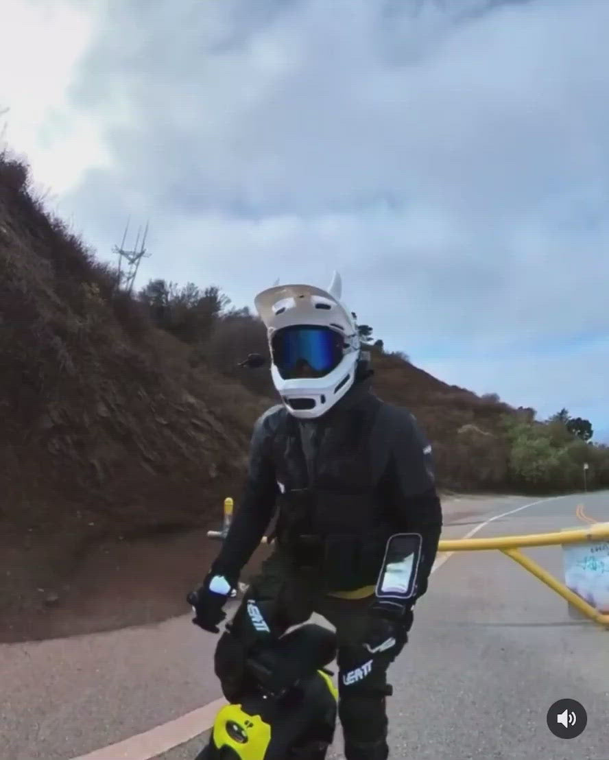 man wearing MagNeatOhz: Large White Devil Horns for Helmet video