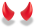 Red devil horns for motorcycle helmet, ski helmet or bike helmet