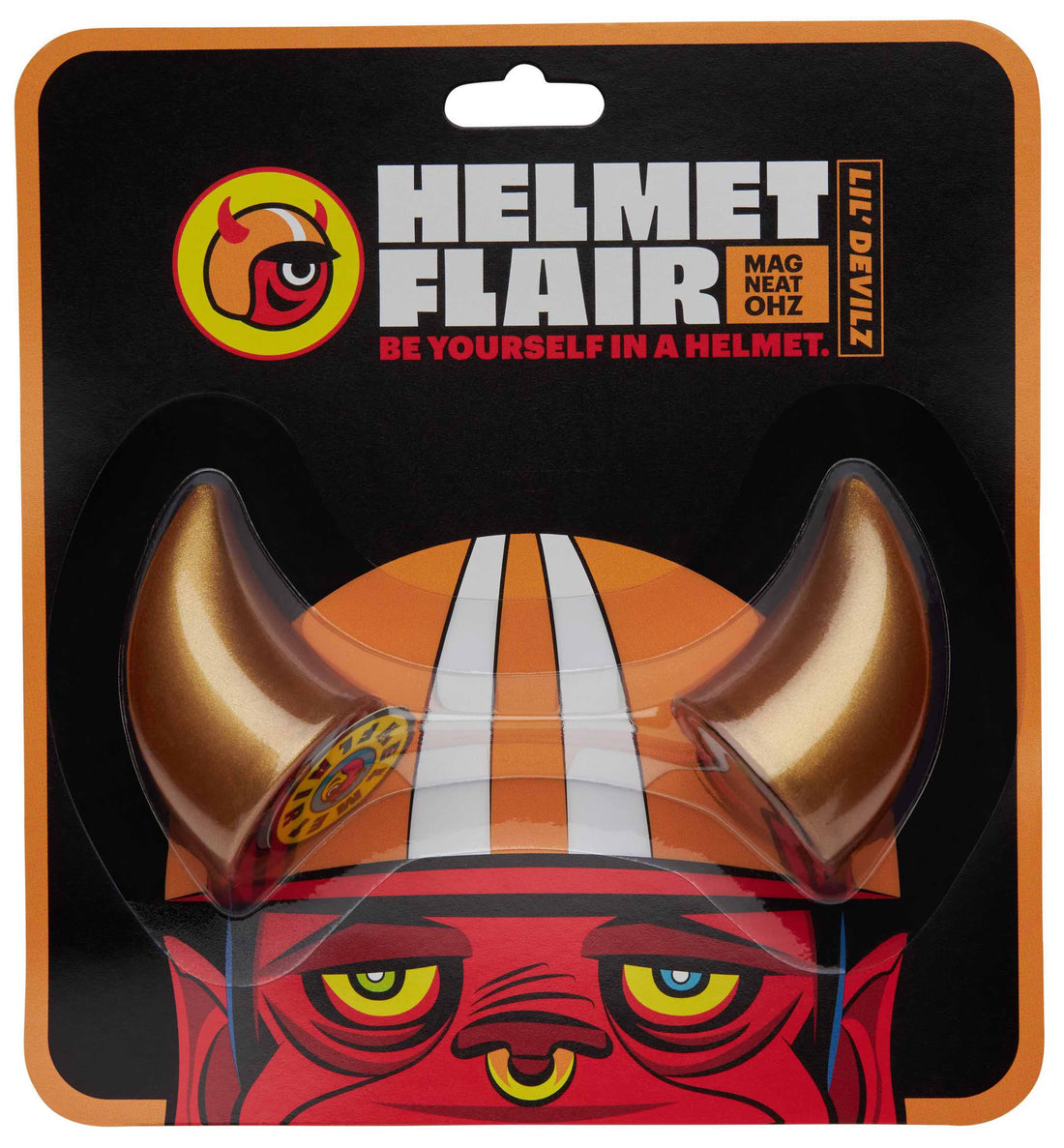 MagNeatOhz: Small Gold Devil Horns for Helmet in a packet