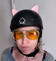 Pink cat ears for motorcycle helmet, ski helmet or bike helmet