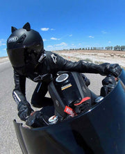 Black cat ears for motorcycle helmet