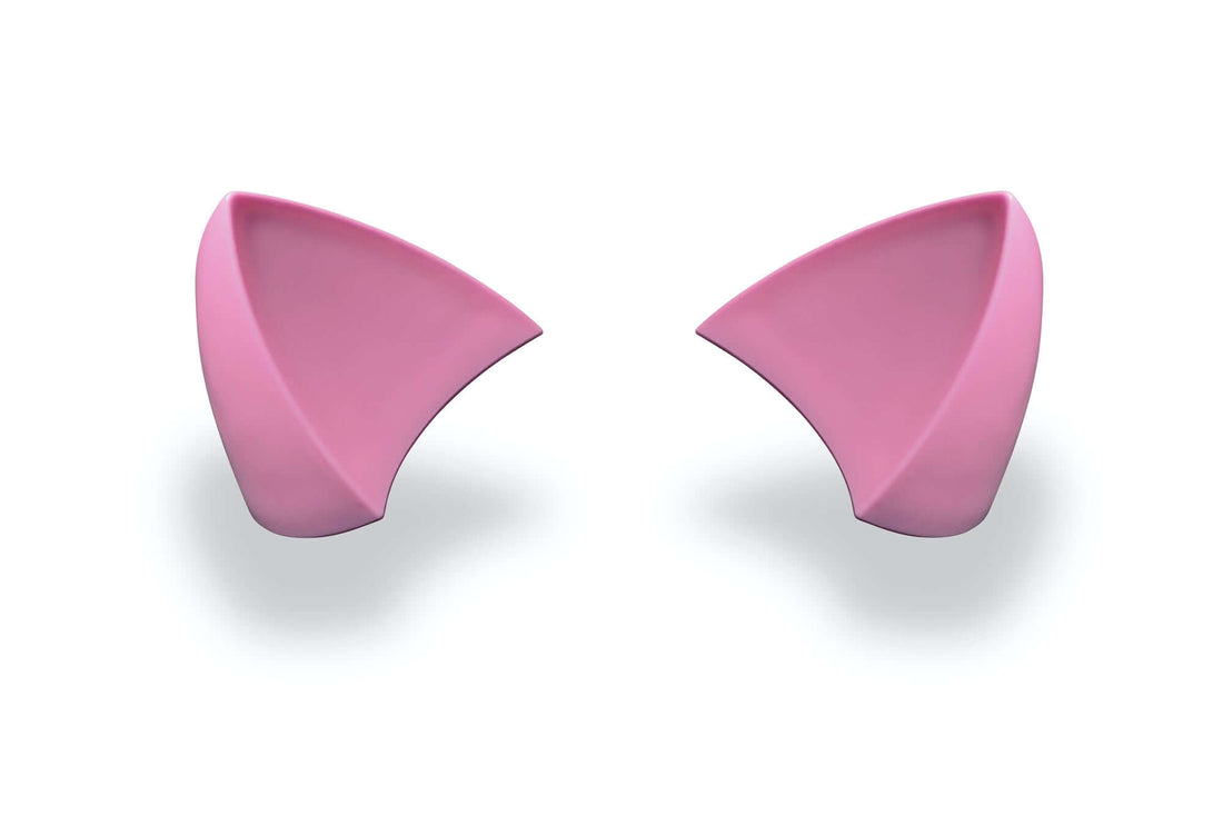 Pink cat ears for a helmet