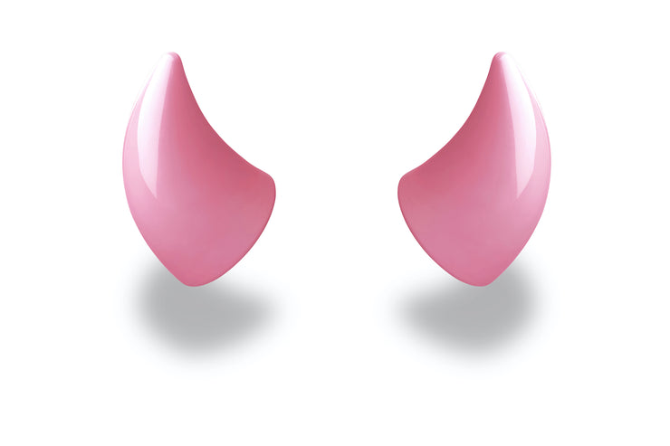 Small pink devil horns for a helmet as an accessory