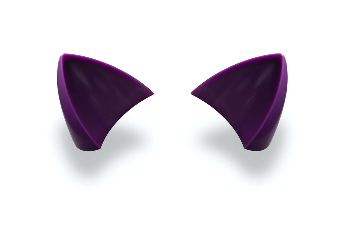 Purple cat ears for a helmet