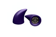 Small purple devil horns for a helmet as an accessory with one laying down