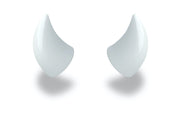 Small white devil horns for a helmet as an accessory